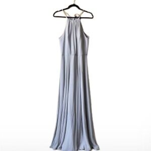 Amsale Halter Maxi Dress in Light Gray